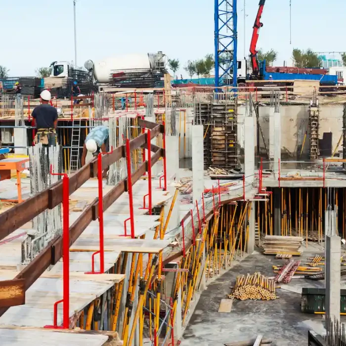 San Mateo Scaffolding Rental construction site with concrete foundation and scaffolding support